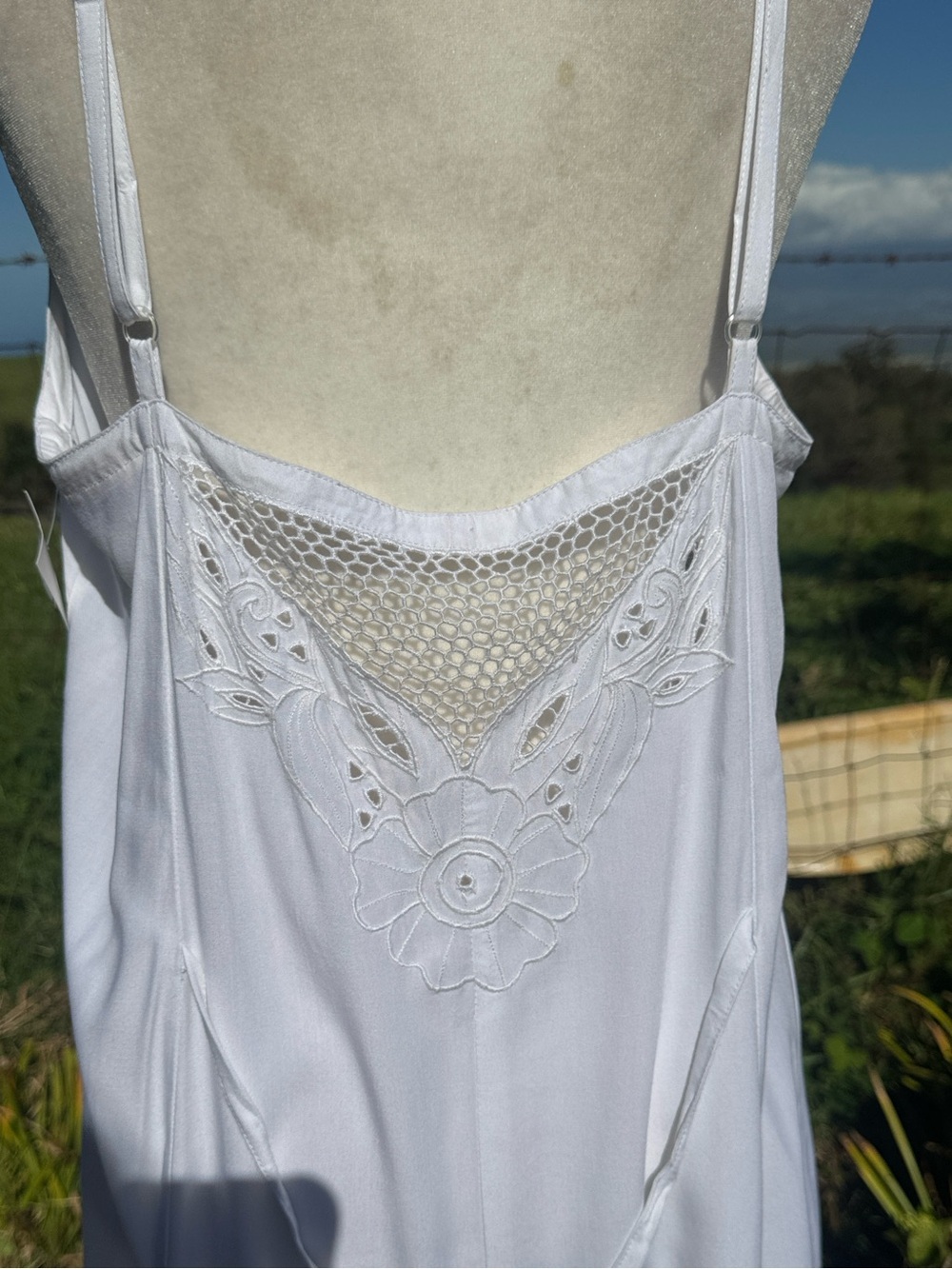 NWT Serendipity Maui Y2K Beach white Battenburg lace slip dress - Picture 7 of 8